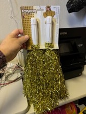 Cheerleader Two Gold Cheer Pom Pom Set Forum Novelties Costume Accessory New