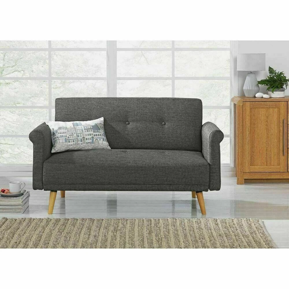 Evie 2 Seater Fabric Sofa in a Box Charcoal eBay