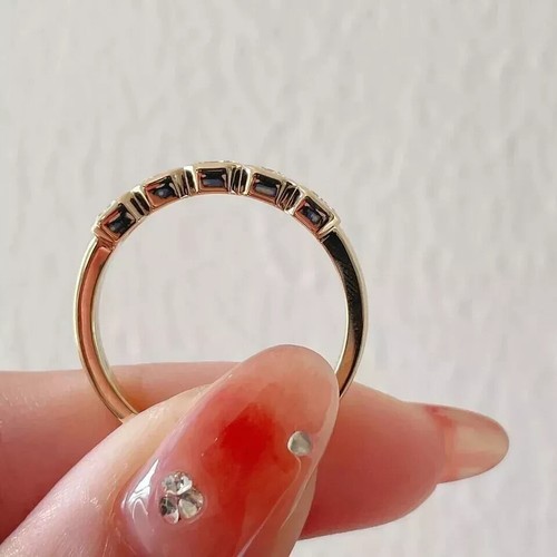Art Deco Style Lab-Created Diamond Birthday Ring Gift For Her 14k Yellow Gold FN - Picture 5 of 9
