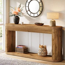 Tribesigns 63" Fluted Console Table for Entryway, Narrow Sofa Table Behind Couch