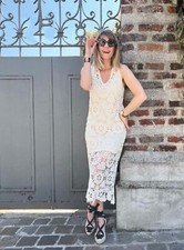 ZARA NWT WOMAN $89 MACRAMÉ KNIT MIDI DRESS WHITE | 2893/031