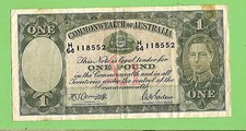 #D300.  ARMITAGE/McFARLANE 1942 R30 TYPE ONE POUND  BANKNOTE  # H64 1118552