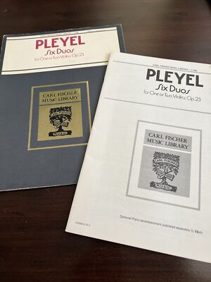 Pleyel sheet music Duos Opus 23 score Two Violins Vtg Carl Fischer 1902