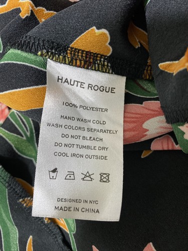 Haute Rogue Black Pink Yellow Floral Short Sleeve Knee Length Dress, XS, P2P 17” - Picture 6 of 6