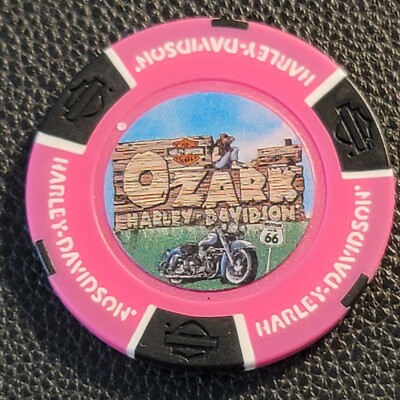 OZARK HD ~ MISSOURI (Neon Pink Full Color) Harley Davidson Poker Chip (CLOSED)