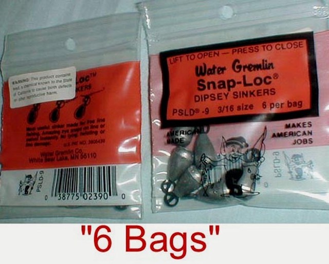 24 PIECES WATER GREMLIN SNAP-LOC DIPSEY SWIVEL SINKERS 2-1//4OZ #PSLD-2