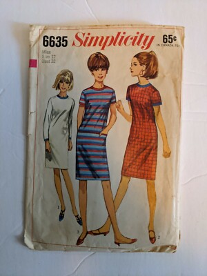 Simplicity 6633 U00a Misses One Piece Dress Designer Fashion Vintage Sewing Pattern Size 12 Bust 32 Uncut Sewing Fiber Crochet