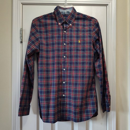 Ralph Lauren Blue Red Plaid Slim Fit Long Sleeve Button Down Size M - Picture 2 of 9