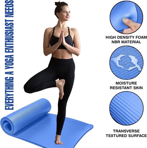 Exercise Yoga Mat Non Slip Medium Firm Gym NBR Foam Sweat Resistant 0.8x61x183cm - Picture 26 of 30