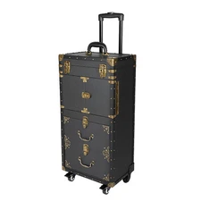 Beauty Salon Luggage Rolling Lockable Makeup Train Case Hairdressing Trolley 