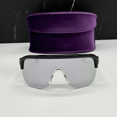 NEW GUCCI GG1645S 003 UNISEX SHIELD BLACK SILVER SUNGLASSES GUCCI