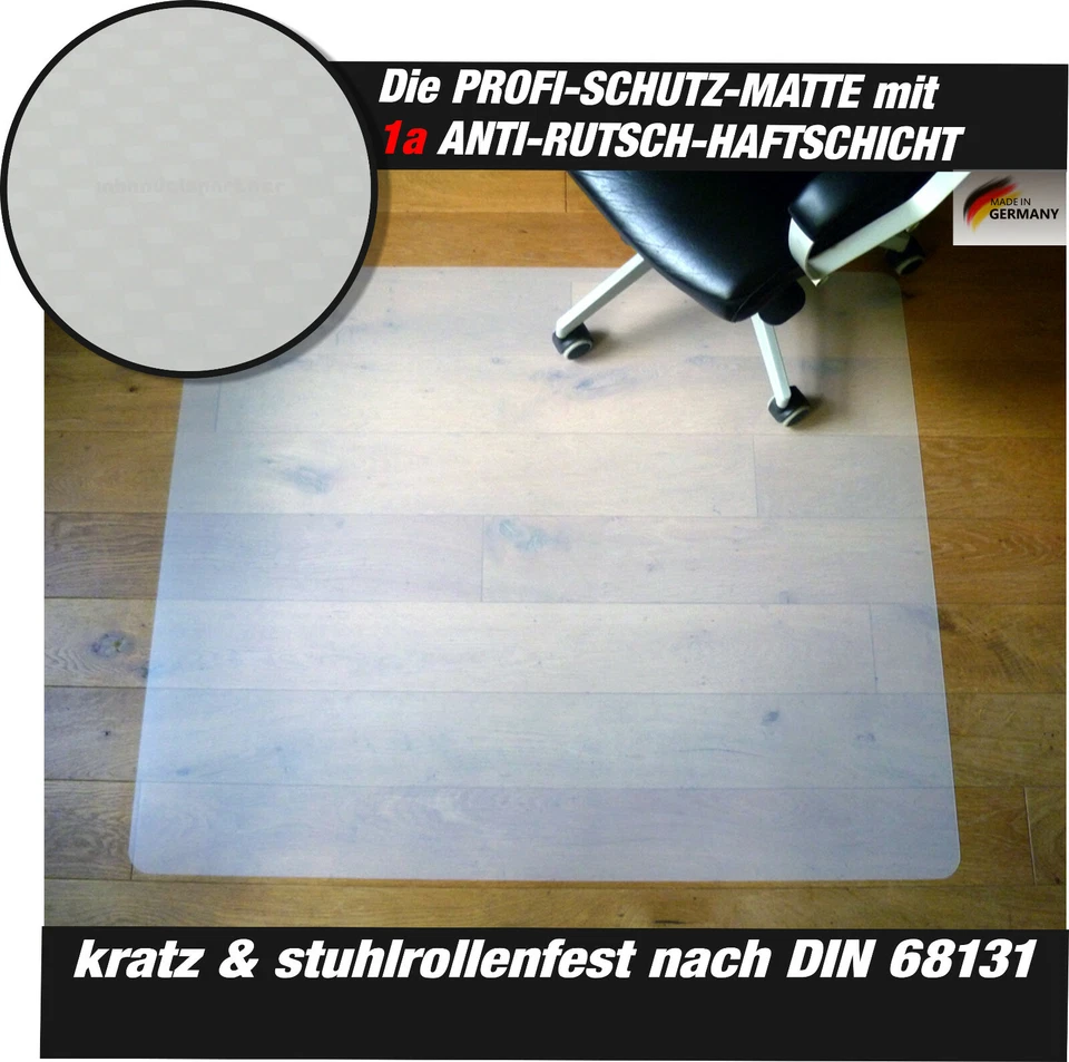 1a BODENSCHUTZMATTE 120 x 100 cm BODENSCHUTZ Bürostuhlunterlage BODENSCHONER Neu
