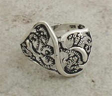 EXOTIC .925 STERLING SILVER WIDE FILIGREE RING size 6 style r1821