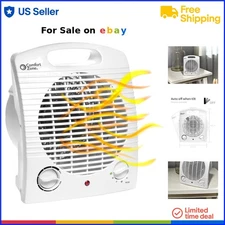 Electric Fan-Forced Space Heater White Portable 1500W Adjustable Thermostat