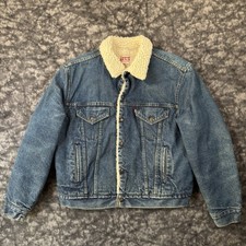 Vintage LEVIS SAN FRANCISCO Denim Sherpa Lined Jean Jacket Size L 46R 80s 90s
