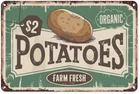 Potatoes Farm Fresh Organic Food Vintage Tin Metal Signs Home Décor 8x12 Retro
