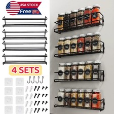 4 Packs Kitchen Spice Rack Organizer Storage Shelf Cabinet Jar Holder Wall Mount