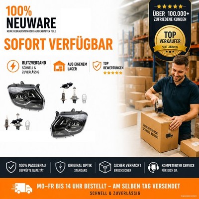 Scheinwerfer Links Rechts passend für Dacia Duster + Leuchtmitteln m. Stellmotor