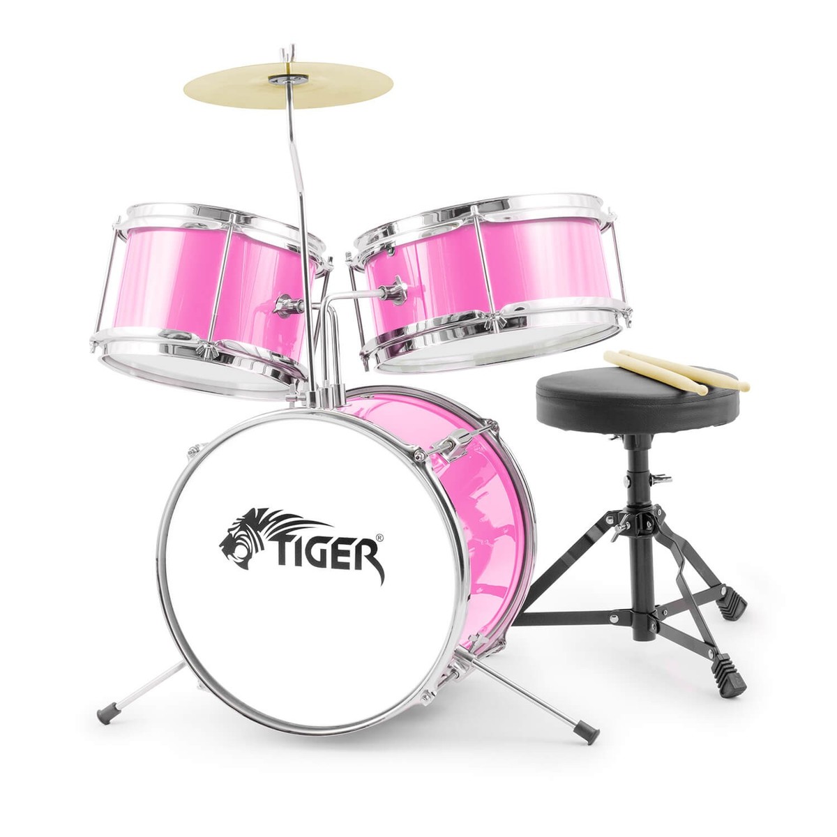 Tiger Junior Kids Drum Kit, Piece Beginners Drum Set with Stool