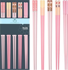 Chopsticks Reusable Dishwasher Safe, 9.57 inches Pink Non-slip Lightweight