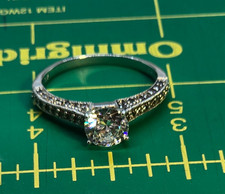 Sterling Silver Ring with CZ -- Solitaire W/Champagne Accents -- Size 11