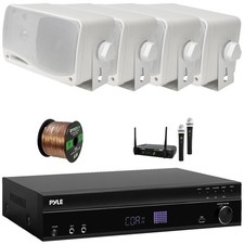 Pyle USB-A Bluetooth Home Receiver, 4x 3.5'' 200W Max Power 3-Way Speakers Mic