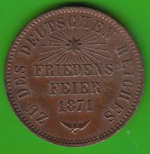 Münze Baden 1 Kreuzer 1871 Friedensfeier gutes vz leicht gereinigt nswleipzig