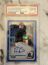 2020 DAXTON FULTON BOWMAN CHROME BLUE 1st AUTO AUTOGRAPH /150 PSA 10