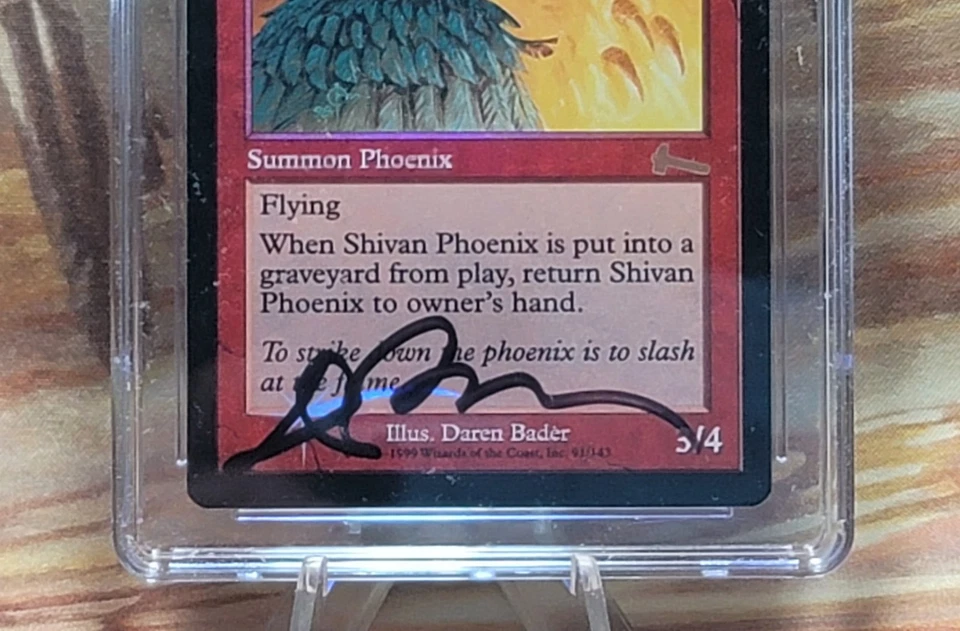 MTG Shivan Phoenix Urza's Legacy Foil Signed By Artist Daren Bader CGC 6.5 JAS 9 - Image 2 of 4