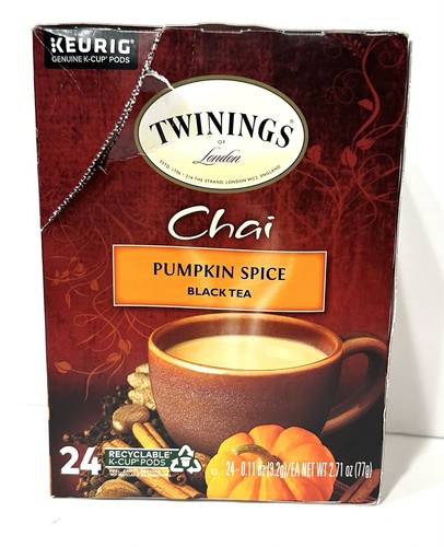 Twinings Pumpkin Spice Chai Black Tea K-Cup Pods for Keurig - 24 Count, New