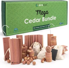 Cedar Blocks for Clothes Storage Mega Bundle Box - Cedar Hangers X20, Balls X75 