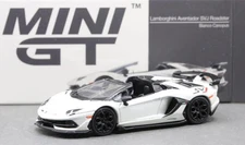 Mini GT TSM Model 1/64 Lamborghini Aventador SVJ Roadster Bianco Canopus White