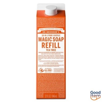 Dr. Bronner's Pure Castile Liquid Soap Bodywash Refill Carton - Tea Tree - 3