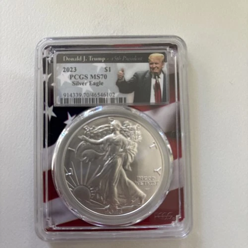 2023-W $1 1-oz American Silver Eagle PCGS MS70 Trump 45th