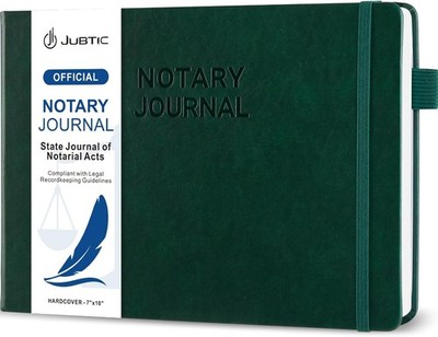 JUBTIC Notary Journal Log Book - Public of 10x7, Dark Green 