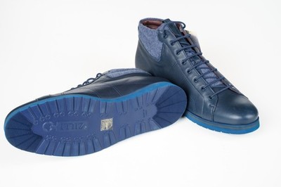 ZILLI Navy Smooth Leather Platform Lace Up Ankle Boots Calf Leather 9 (EU 42)