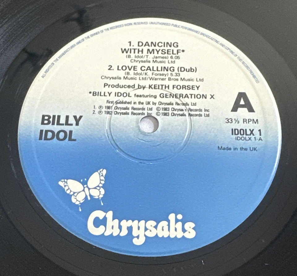 Billy Idol ~  Dancing with Myself ~ 12" vinyl Vinyl Record 1982 EX / EX - Image 4 of 4