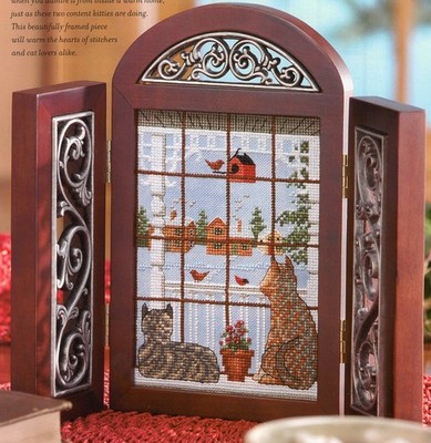 TO COLD TO GO OUTSIDE CATS BIRDS CROSS STITCH PATTERN BY JULIA LUCAS