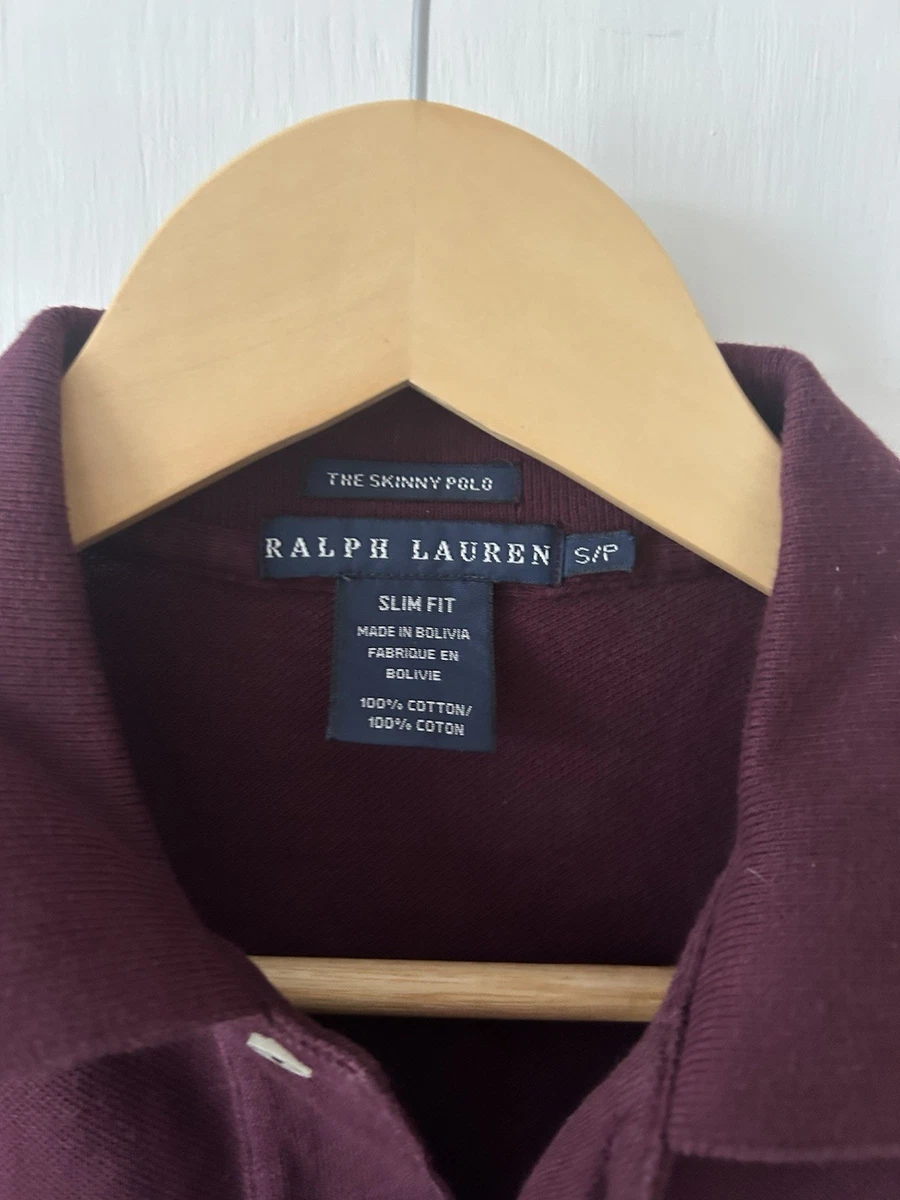 Ralph Lauren The Skinny Polo women' Burgundy Slim Fit Short Sleeve Size S Cotton