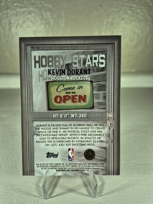 2025/26 Bowman Chrome Hobby Stars Kevin Durant HOF #HS-12 Houston