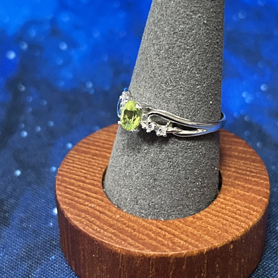 SET Neu - Goldkette und Ring / 750 Weißgold 18 K mit Peridot und Diamanten TOP - Bild 3 von 4