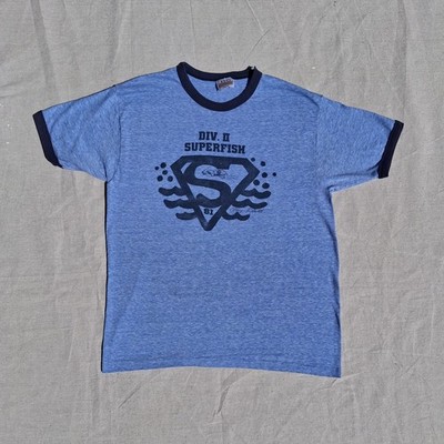 Vintage 80's Hanes Poly Cotton Div. II Superfish JCSC Boys Large T-Shirt