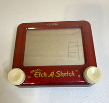 Ohio Art Etch A Sketch Travel Mini Drawing Toy Red Frame White Knobs 1995