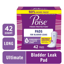 Poise Incontinence Pads Women 6 Drop Ultimate Absorbency Long Length 42 Ct