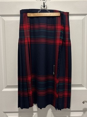 Highland Queen Wool Plaid Tartan Wrap Skirt - Size 10-12 - Excellent Condition