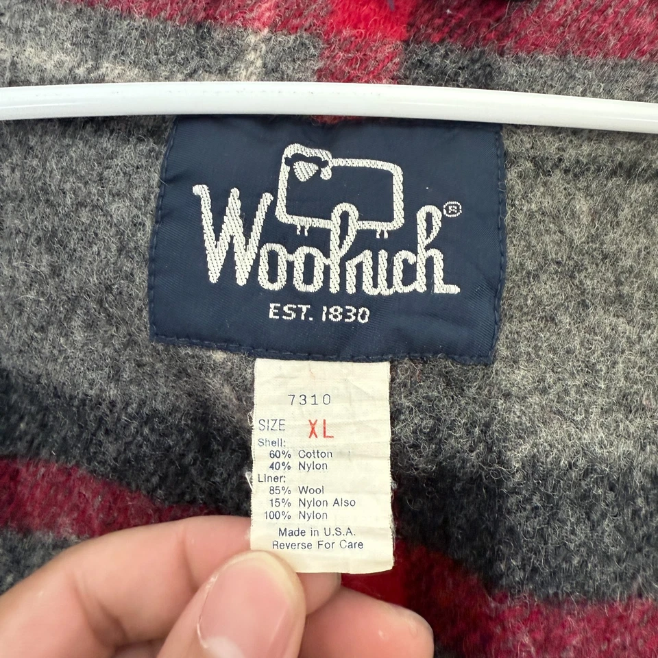 Vintage Woolrich Jacket Mens XL Red Full Zip Parka Chore Windbreaker Wool Line - Image 3 of 4