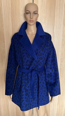 Wollmantel handgenäht MARINA RINALDI Woman schwarz blau Gr. IT 56 DE 50 US 20 GB 24