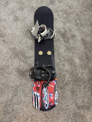 LTD Racer 132cm Snowboard With Red Car Graphic & Bindings Vintage