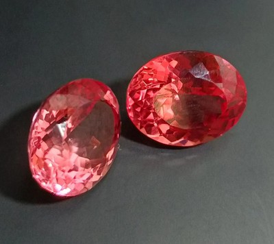 26 Ct 2 Pcs Natural Flawless Padparadscha Sapphire Oval Certified Loose Gemstone