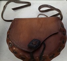 Vintage Hand Tooled Genuine Leather Purse Bag Native American Floral 7" Cute